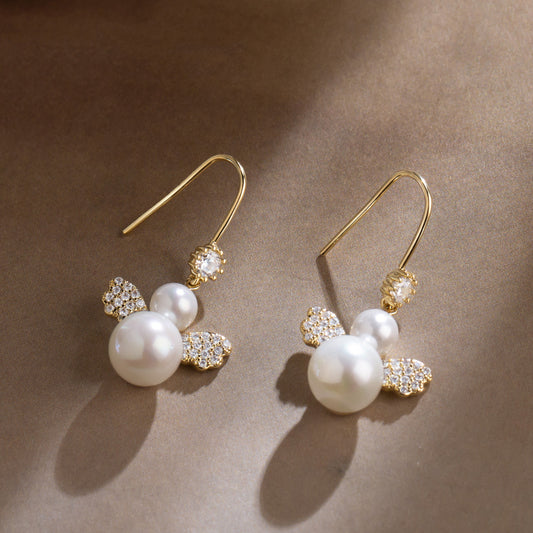 Pearl Sterling Silver Temperament Earrings